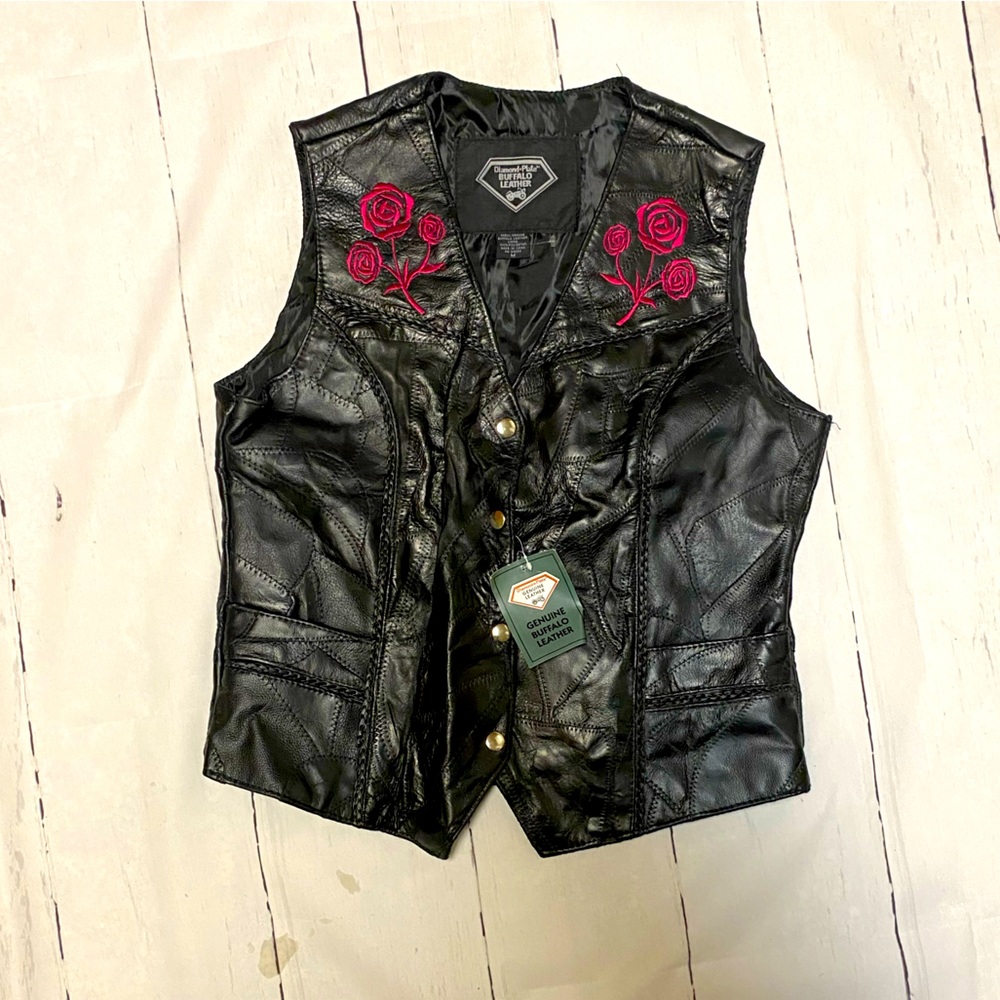 NWT Diamond Plate Buffalo Leather Vest